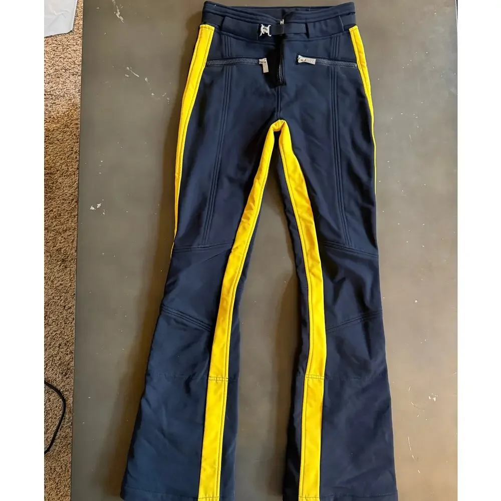 Toni Sailer Women Black Yellow Ski Suit Set Jacket  Pants Size 6 36 EU Alpine